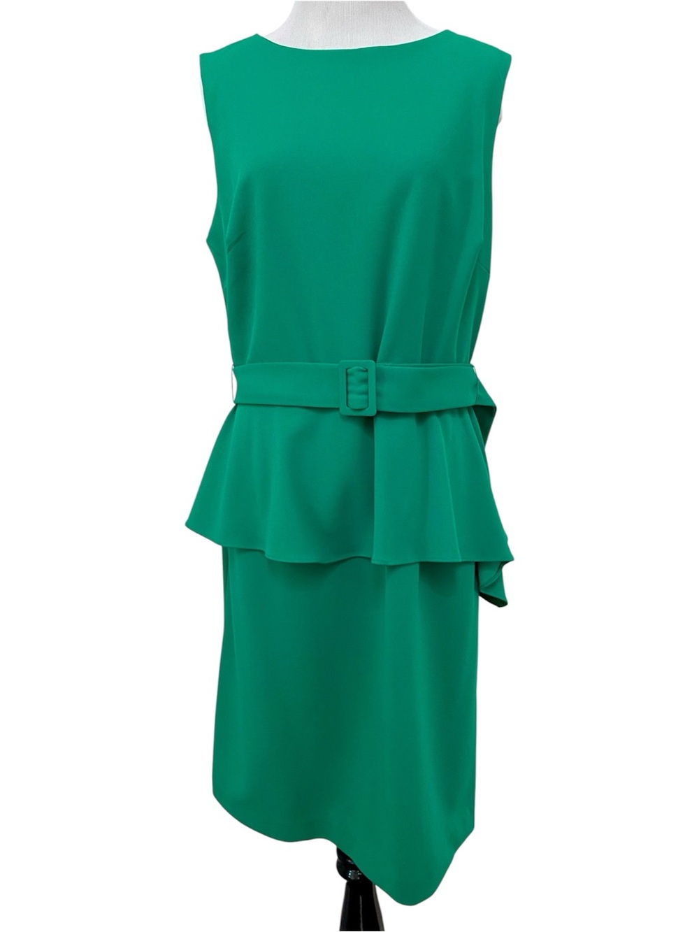 Shelby & Palmer Green Sleeveless Peplum Belted Dress 12 Corporate Chic Workwear